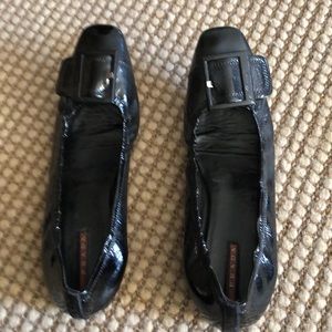 Prada black patent leather flats